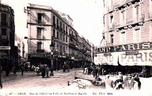 Oran - Rue de l'Hotel de Ville et Boulevard Seguin -1916